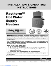 Raytherm WH-2500 Installation & Operating Instructions Manual