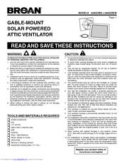 Broan 345GOWW Instructions Manual