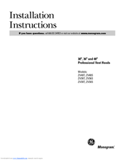 GE ZV30S Installation Instructions Manual