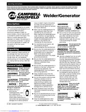 Campbell Hausfeld Welder/Generator Operating Instructions Manual