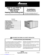 Amana PHD**C Installation Instructions Manual