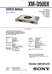 Sony XM-D500X Operating & Mounting Service Manual