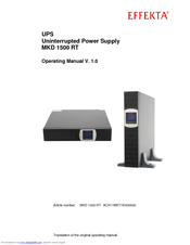 Effekta MKD 1500 RT XL Operating Manual