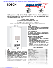 Bosch AquaStar 38B LP Installation And Operating Instructions Manual