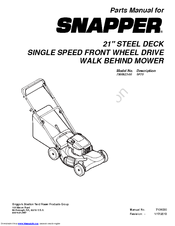 Snapper 7800923-00 Parts Manual