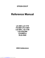 Epson LQ-1150 II Reference Manual