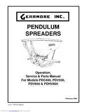 Gearmore PDHV800 Operation, Service & Parts Manual