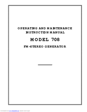 Inovonics 708 Operating And Maintenance Instruction Manual