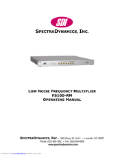 SDI FS100-RM Operating Manual