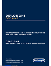 DeLonghi DE6010MT Installation And Service Instructions Use And Care Instructions