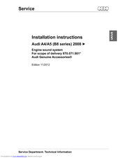 Audi 2008 A5 Installation Instructions Manual