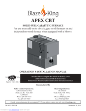 Blaze King APEX CBT Operation & Installation Manual