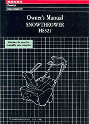 Honda HS521 Owner's Manual
