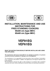 Venini VEF61EG Installation, Maintenance And Use  Instructions