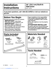 GE Monogram ZET1 Installation Instructions Manual