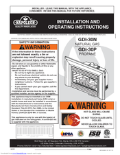 Napoleon GDI-30P Installation And Operating Instructions Manual