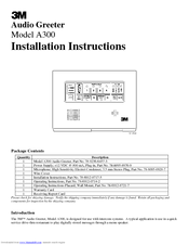 3M Audio Greeter A300 Installation Instructions Manual