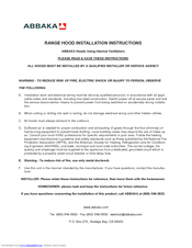ABBAKA Range Hood Installation Instructions Manual