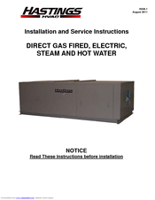 Hastings DIRECT GAS FIRED ELECTRIC STEAM Installation And Service Instructions Manual