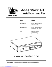 ADDER AVMP4-SPU Installation And Use Manual