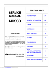 Daewoo MUSSO Service Manual