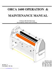 GBC Orca 1600 Operation And Maintenance Manual