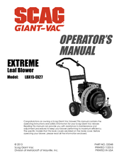 Scag Power Equipment Giant-Vac LBX15-EX27 Operator's Manual