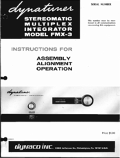 Dynatuner FMX-3 Instructions For Assembly Alignment Operation