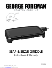 George Foreman SEAR & SIZZLE GRIDDLE Instructions & Warranty