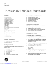 Ge TruVision DVR 30 Quick Start Manual