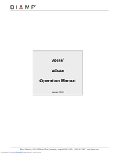 Biamp Vocia VO-4e Operation Manual