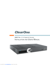 ClearOne VIEW Pro D110 Installation And User Manual