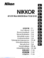 Nikon AF-S DX Micro NIKKOR 8Smm f/3.5G ED VR User Manual