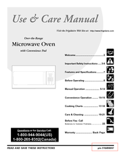 Frigidaire FMV152KB - 1.5 Cu Ft Microwave Use & Care Manual