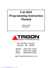 Trigon Electronics Uni-2010 Programming Instruction Manual