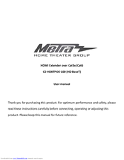 Metra Electronics CS-HDBTPOE-100HDMI Extender over Cat5e/Cat6 User Manual
