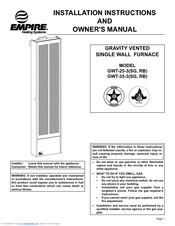Empire Heating Systems GWT-25-3RB Installation Instructions And Owner's Manual