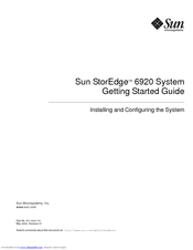 Sun Microsystems StorEdge 6920 System Getting Started Manual