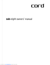 Cord sub-eight Owner's Manual
