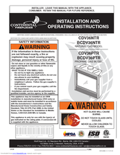 Continental Fireplaces CDV36PTR Installation And Operating Instructions Manual