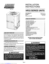 Lennox HP23-211 Installation Instructions Manual