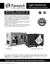 Fantech HRV-XI 450 User Manual