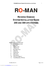 Ro-Man 200 GPD Installation Manual