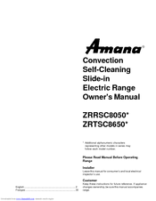 Amana ZRTSC8650 Owner's Manual