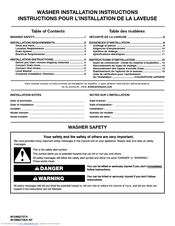 Whirlpool Cabrio WTW8500DW Installation Instructions Manual