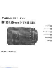 Canon EF-555-250mm f/4-5.6 IS STM Instructions Manual