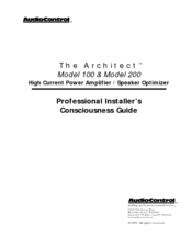 Audio Control Architect 100 Installer's Manual