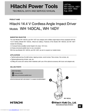 Hitachi WH 14DCAL Technical Data And Service Manualice Manual