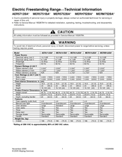 Maytag AER5712BA Series Technical Information