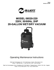 Elliott 08520-220 Operating & Maintenance Instructions
